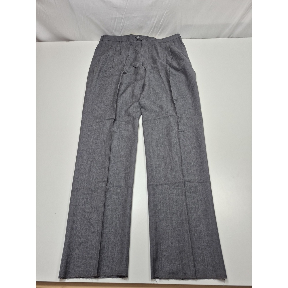John Alexander Dress Pants Mens 40x36 Gray Super 120s Wool Pleated NWT Unhemmed